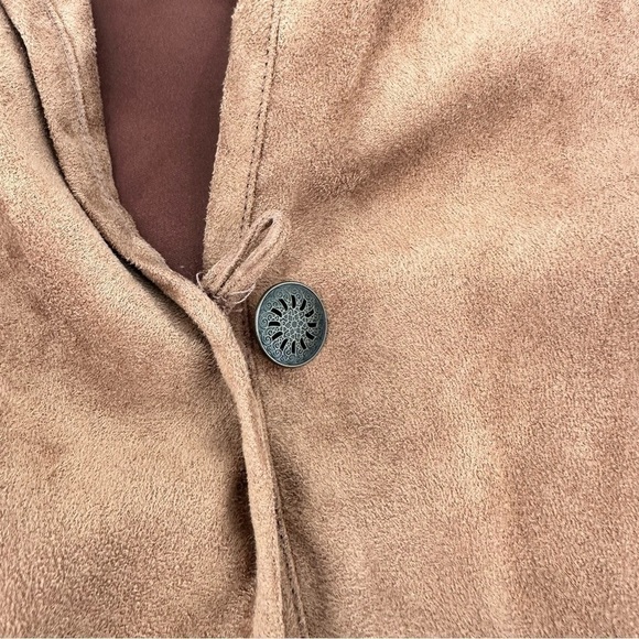 NAPA Valley Women’s Tan Faux Suede Button Down Perforated Jacket Size Large - Picture 6 of 11